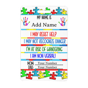 Autism Alert Nonverbal Autistic Contact  Badge