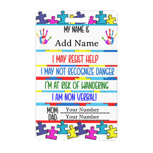 Autism Alert Nonverbal id Pin Badge