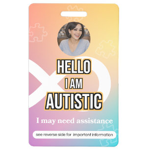 Autism Alert Photo ID Badge–Personal Safety Badge