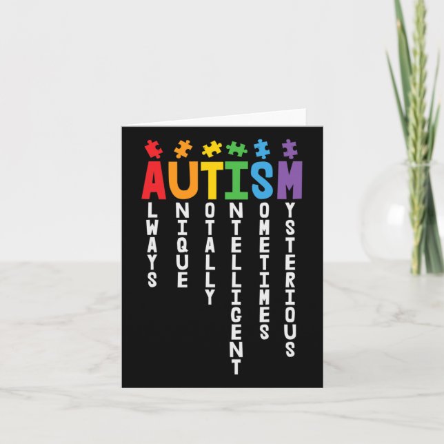 Autism Always Unique Totally Intelligent Autism Aw Card (Front)