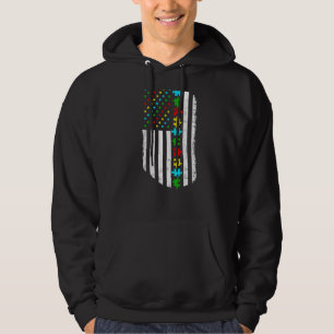 Autism American Flag Autism Mom Autism Awareness M Hoodie