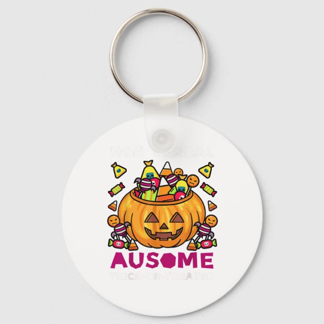 Autism ASD Awareness Halloween Non Verbal Trick Or Keychain (Front)