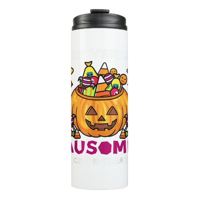 Autism ASD Awareness Halloween Non Verbal Trick Or Thermal Tumbler (Front)