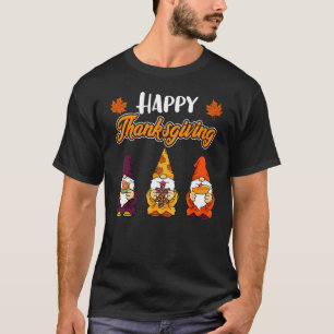 Autism ASD Awareness Puzzle Gnome Autumn Thanksgiv T-Shirt