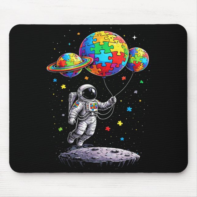 Autism astronaut balloon autism awareness space  mouse pad (Front)