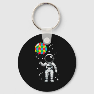Autism astronaut puzzle balloon cute asd awareness keychain