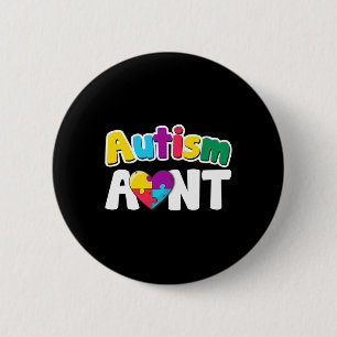 Autism Aunt Awareness Puzzle Pieces Colours Gift 2 Inch Round Button