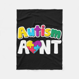 Autism Aunt Awareness Puzzle Pieces Colours Gift Fleece Blanket