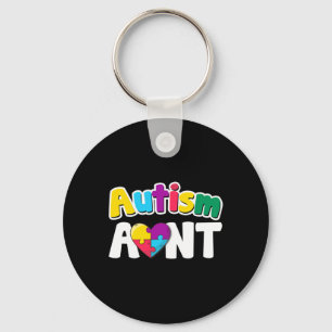 Autism Aunt Awareness Puzzle Pieces Colours Gift Keychain