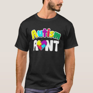 Autism Aunt  Awareness Puzzle Pieces Colours T-Shirt