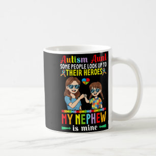 Autism Aunt My Nephew Is My Hero Awareness Accept  Coffee Mug