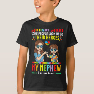 Autism Aunt My Nephew Is My Hero Awareness Accept T-Shirt