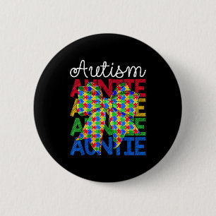 Autism auntie aunt autism awareness day coquette 2 inch round button