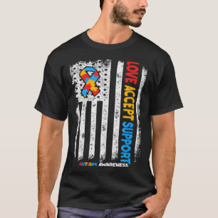 Autism Autistic Love Accept Support Autism Awarene T-Shirt