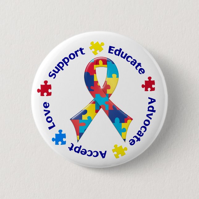 Autism Awareness 2 Inch Round Button (Front)