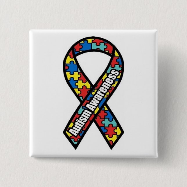 Autism Awareness 2 Inch Square Button (Front)