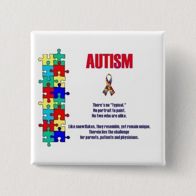 Autism Awareness 2 Inch Square Button (Front)