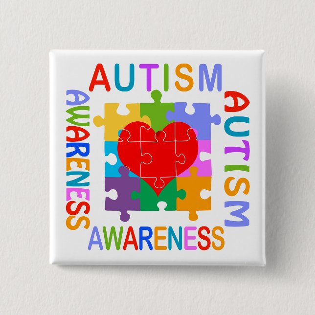 Autism Awareness 2 Inch Square Button (Front)