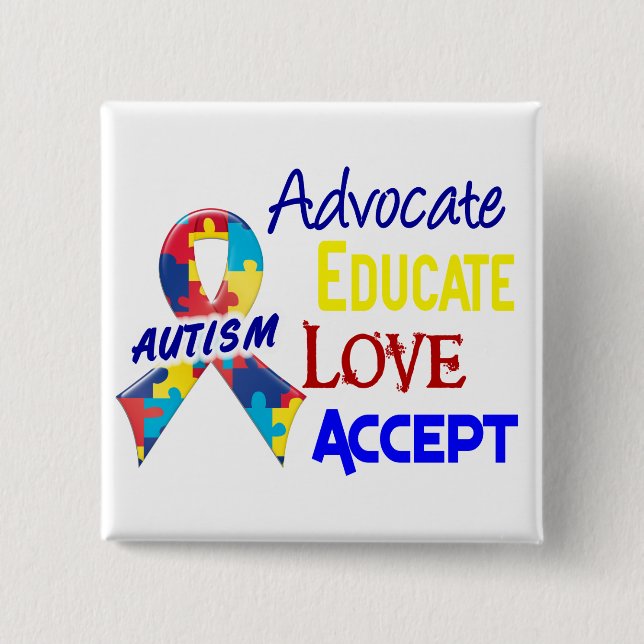 Autism Awareness 2 Inch Square Button (Front)