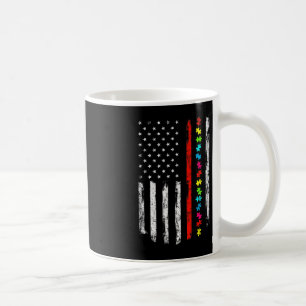 Autism Awareness 4th July Thin Red Line Firefighte Coffee Mug