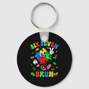 Autism awareness 67 six seven bruh puzzle boy girl keychain