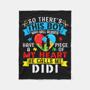 Autism awareness a piece heart boy calls didi fleece blanket