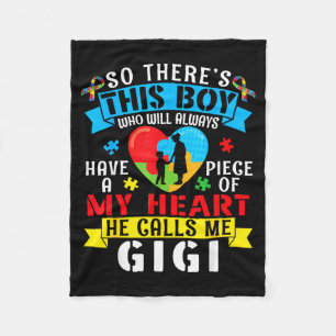 Autism Awareness A Piece My Heart Boy Calls Me Gig Fleece Blanket