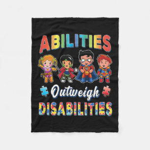 Autism Awareness Abilities Outweigh Disabilities T Fleece Blanket