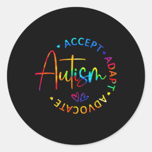 Autism Awareness Accept Adapt Advocate Autism Mom Classic Round Sticker