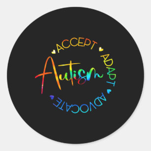 Autism Awareness Accept Adapt Advocate Autism Mom Classic Round Sticker