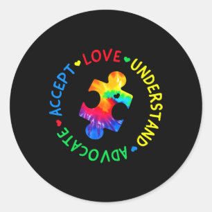 Autism Awareness Accept Adapt Advocate Autism Mom Classic Round Sticker