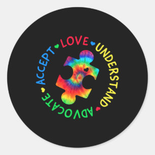 Autism Awareness Accept Adapt Advocate Autism Mom  Classic Round Sticker