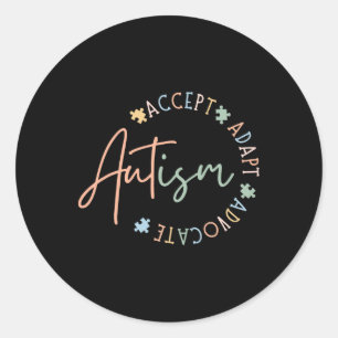 Autism Awareness Accept Adapt Advocate Autism Mom Classic Round Sticker