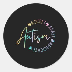 Autism Awareness Accept Adapt Advocate Autism Mom  Classic Round Sticker