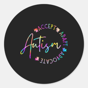 Autism Awareness Accept Adapt Advocate Autism Mom Classic Round Sticker