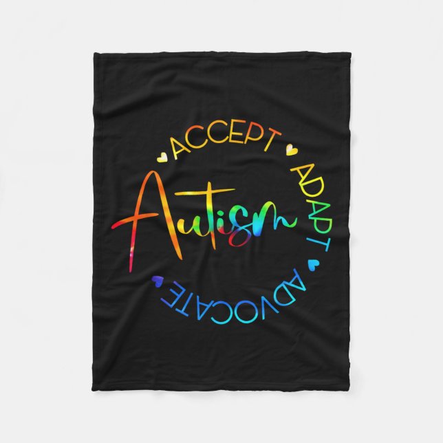 Autism Awareness Accept Adapt Advocate Autism Mom  Fleece Blanket (Front)