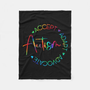 Autism Awareness Accept Adapt Advocate Autism Mom Fleece Blanket