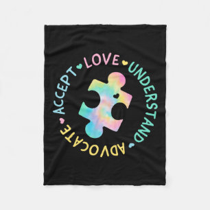 Autism Awareness Accept Adapt Advocate Autism Mom  Fleece Blanket
