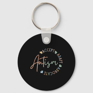 Autism Awareness Accept Adapt Advocate Autism Mom  Keychain
