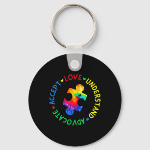 Autism Awareness Accept Adapt Advocate Autism Mom Keychain