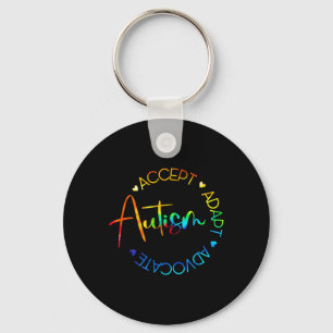 Autism Awareness Accept Adapt Advocate Autism Mom  Keychain