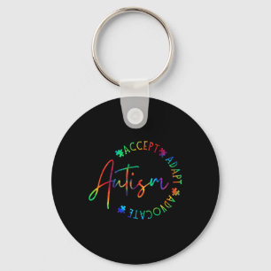 Autism Awareness Accept Adapt Advocate Autism Mom  Keychain