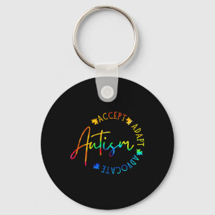 Autism Awareness Accept Adapt Advocate Autism Mom Keychain