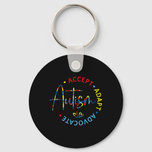 Autism Awareness Accept Adapt Advocate Autism Mom  Keychain