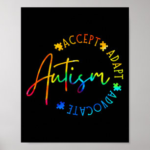 Autism Awareness Accept Adapt Advocate Autism Mom Poster