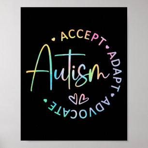 Autism Awareness Accept Adapt Advocate Autism Mom  Poster