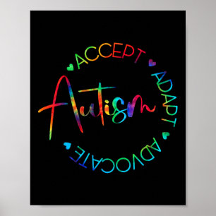Autism Awareness Accept Adapt Advocate Autism Mom Poster
