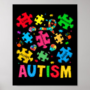 Autism Awareness Accept Adapt Advocate Autism Mom  Poster