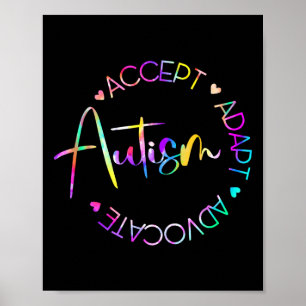 Autism Awareness Accept Adapt Advocate Autism Mom  Poster