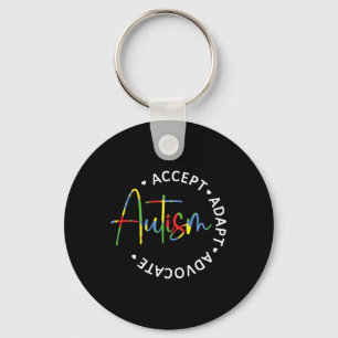 Autism Awareness Accept Adapt Advocate Long Sleeve Keychain